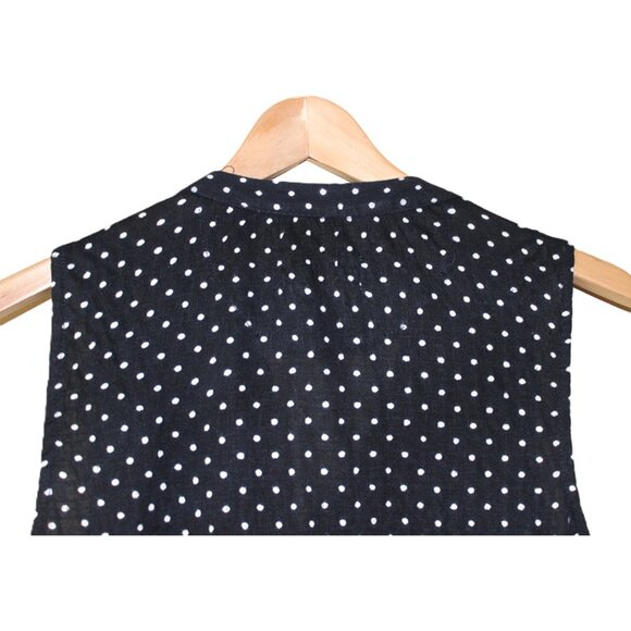 ANTHROPOLOGIE Nia Button Front Polka Dot Tunic Top in Navy - Size M - Picture 5 of 10
